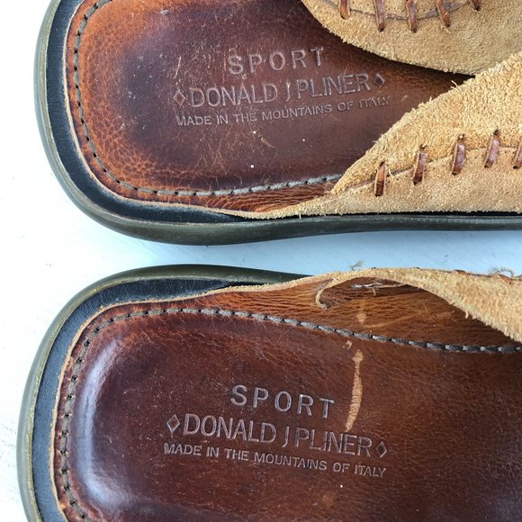 DONALD J PLINER Sport Men's 13M Moro Brown Leather Moc Strap Thong Sandals ITALY - Picture 11 of 13